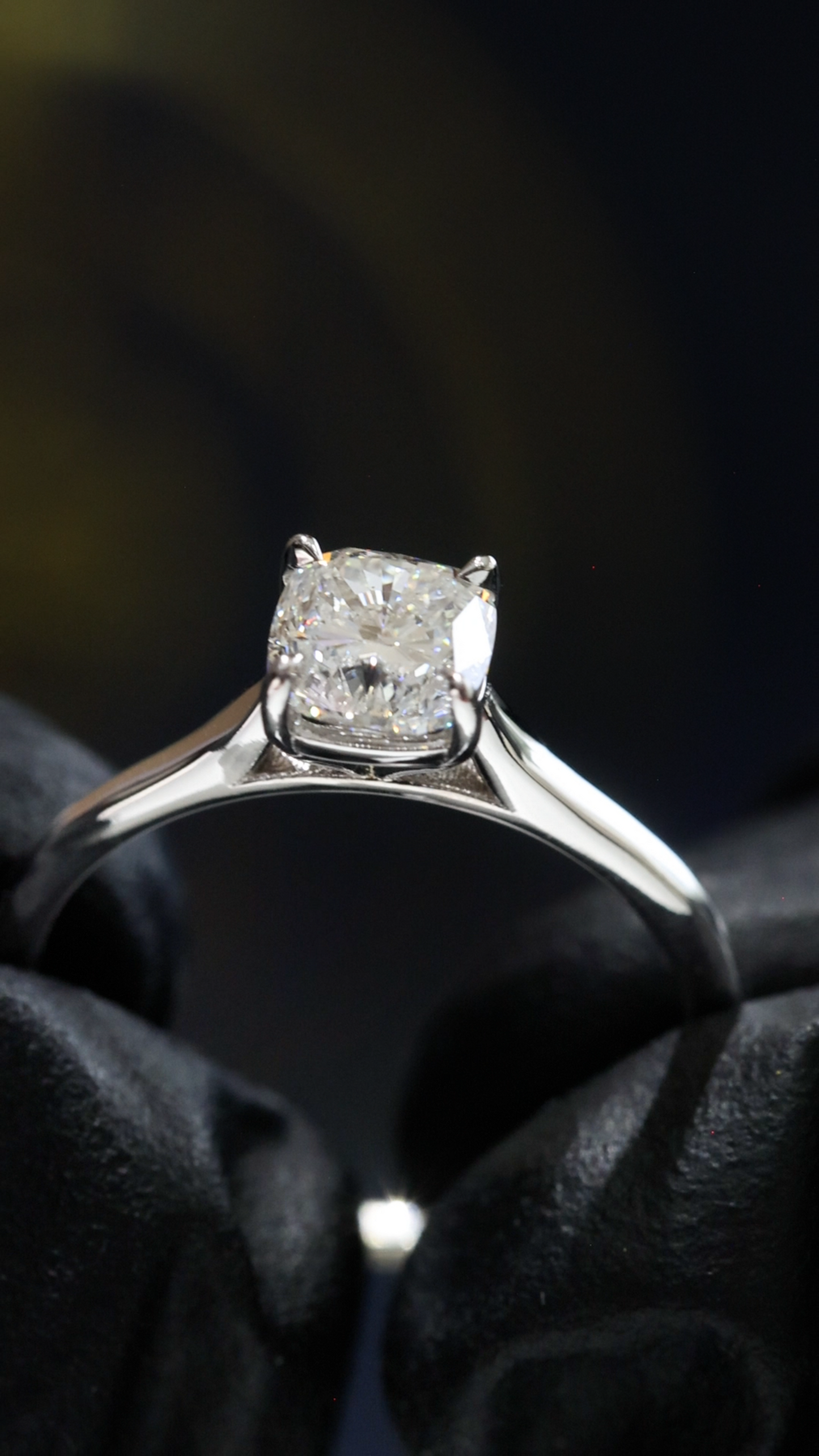 GIA Certified Natural Diamond Solitaire Engagement Ring in White Gold | Classic Cushion Cut Design