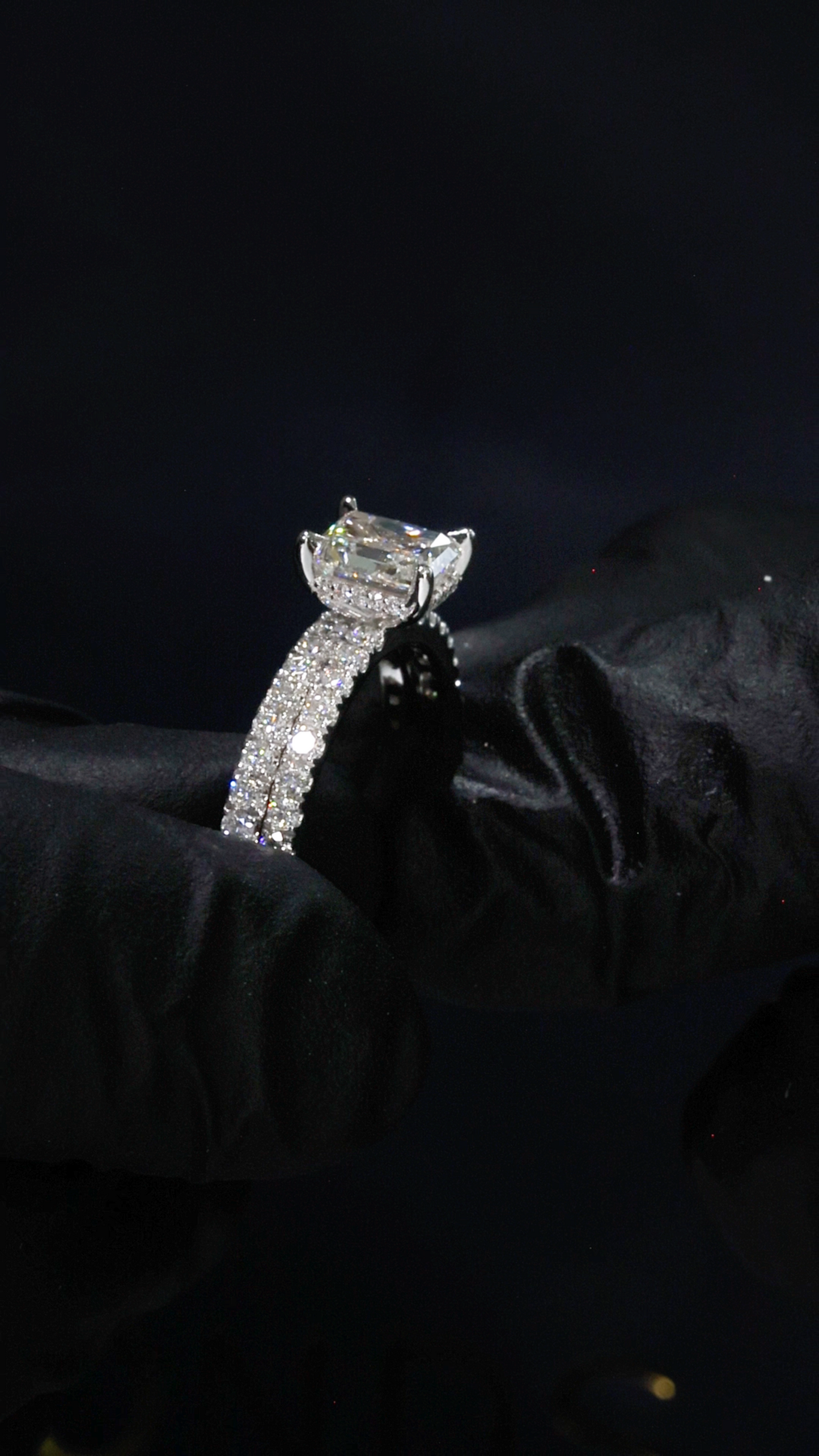 Round Diamond Halo Engagement Ring in White Gold | Classic Pavé Luxury Design