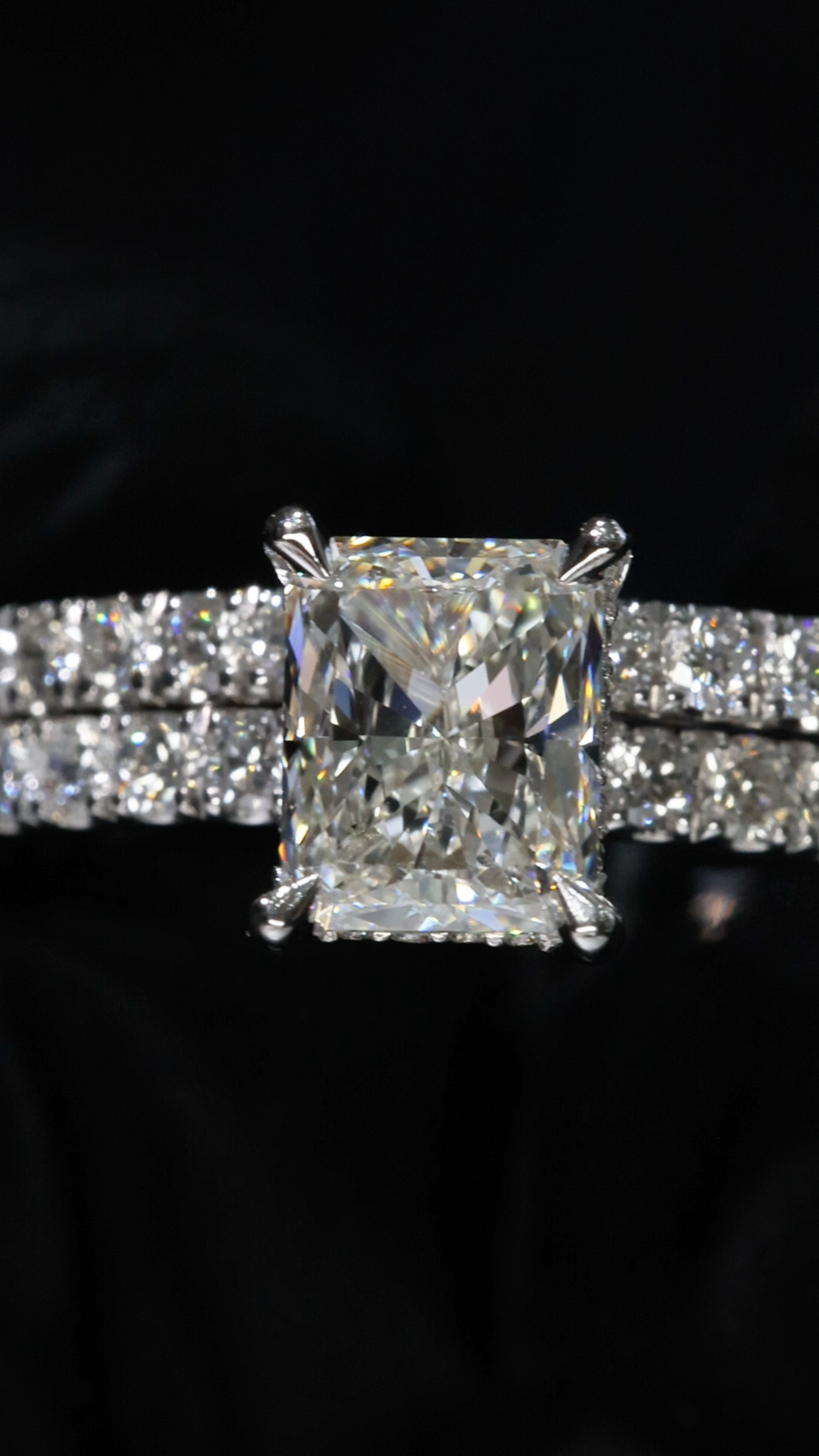 Round Diamond Halo Engagement Ring in White Gold | Classic Pavé Luxury Design