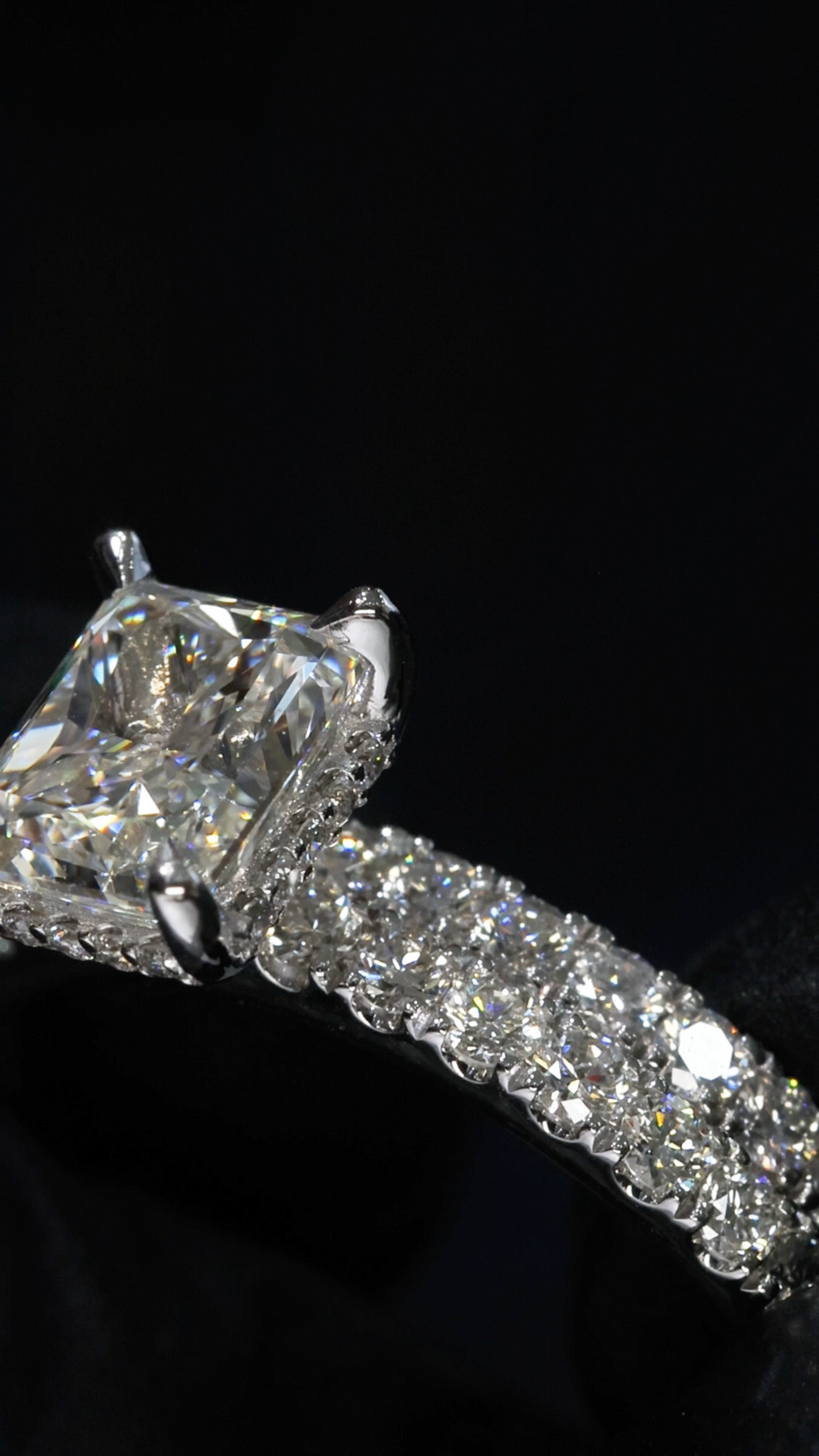 Round Diamond Halo Engagement Ring in White Gold | Classic Pavé Luxury Design