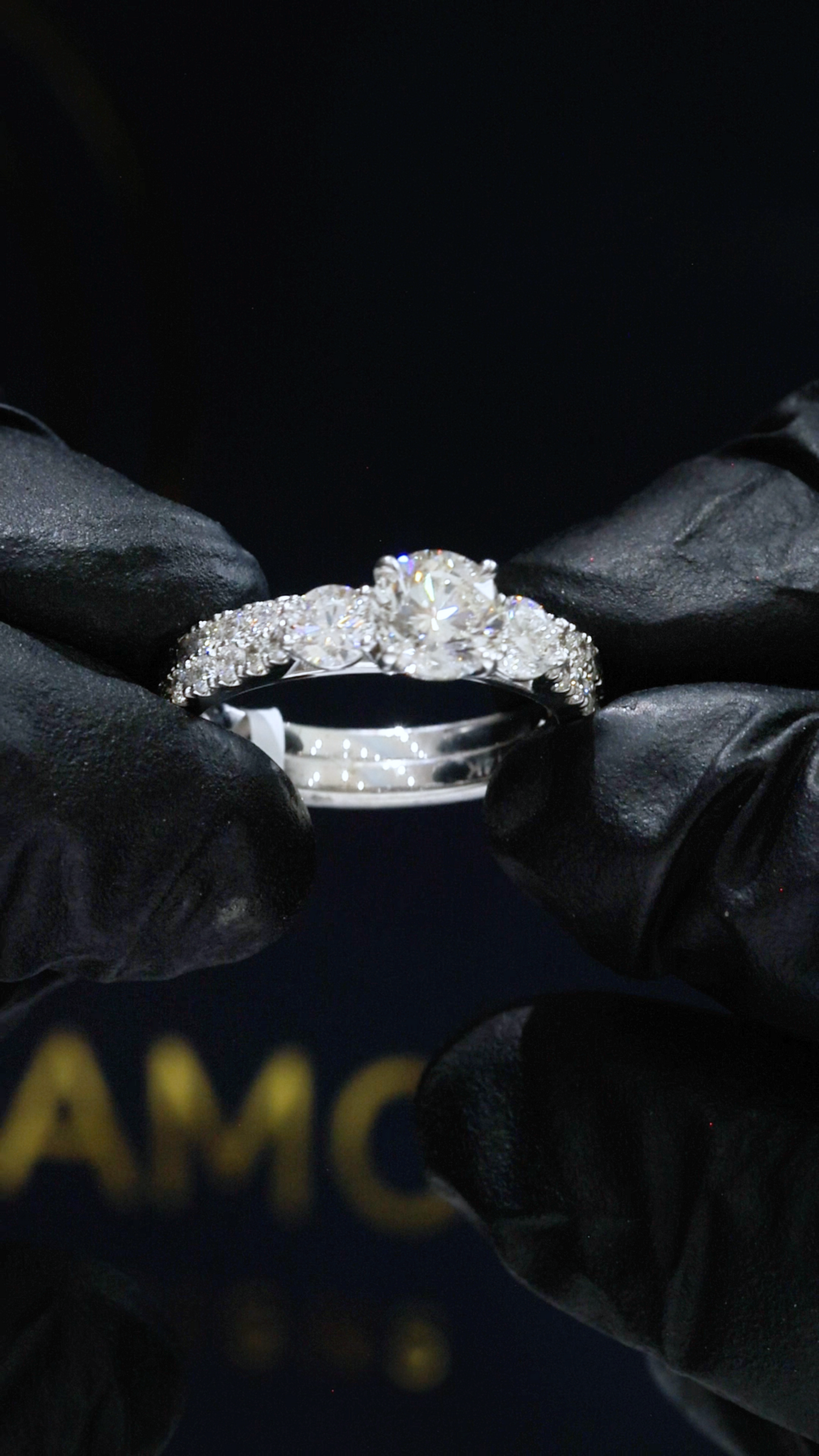 GIA Certified Natural Round Diamond Engagement Ring with Double Pavé Band in White Gold | Classic Split Band Design