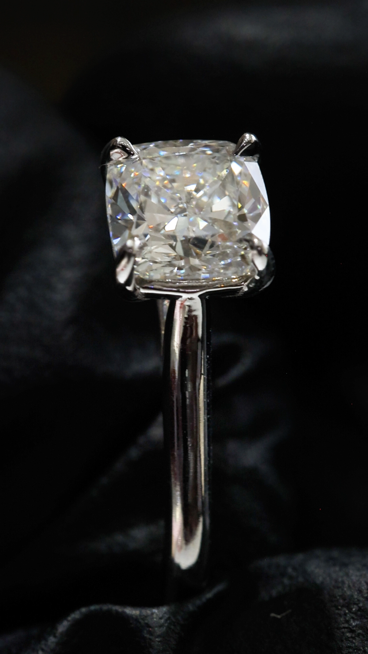 GIA Certified Natural Diamond Cushion Engagement Ring in White Gold | Classic Solitaire