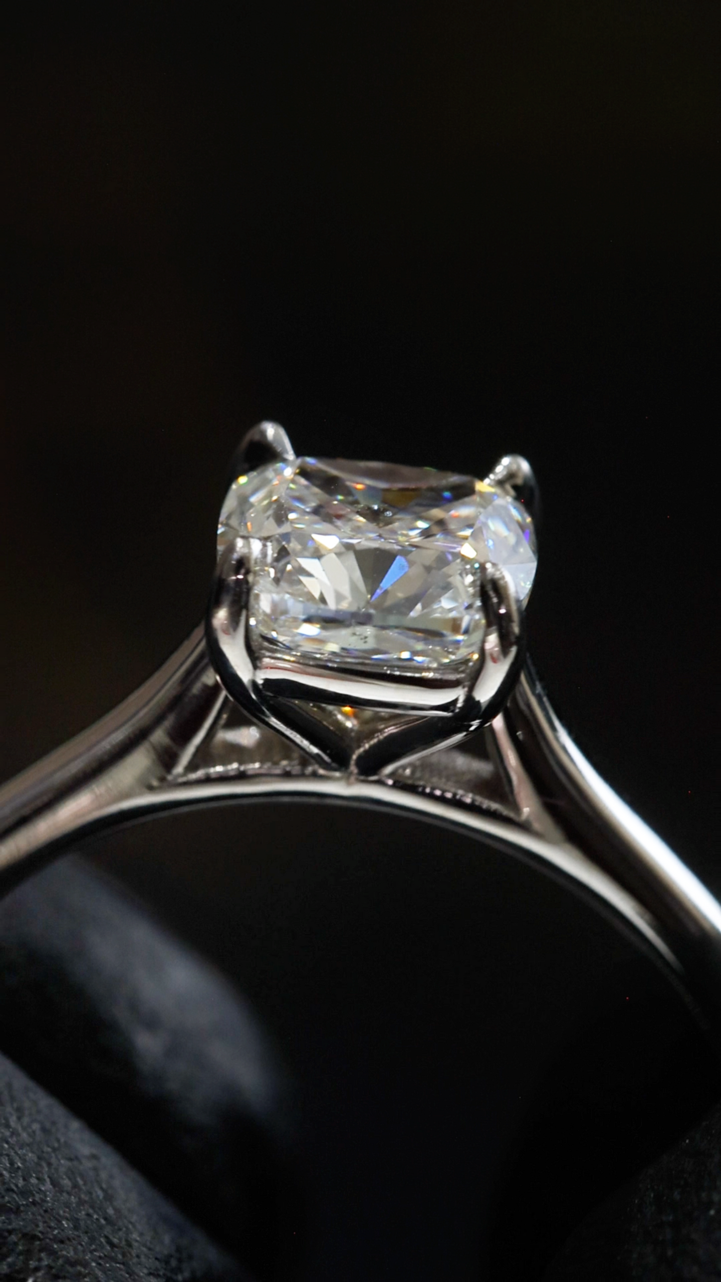 GIA Certified Natural Diamond Cushion Engagement Ring in White Gold | Classic Solitaire