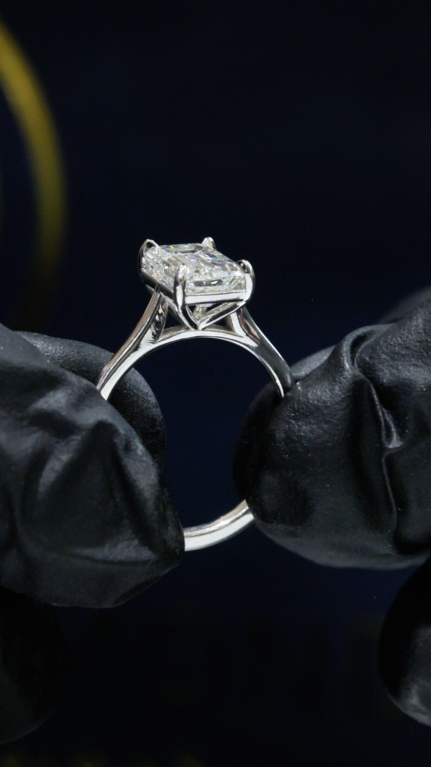GIA Certified Natural Emerald Cut Diamond Engagement Ring in White Gold | Classic Four-Prong Solitaire Design