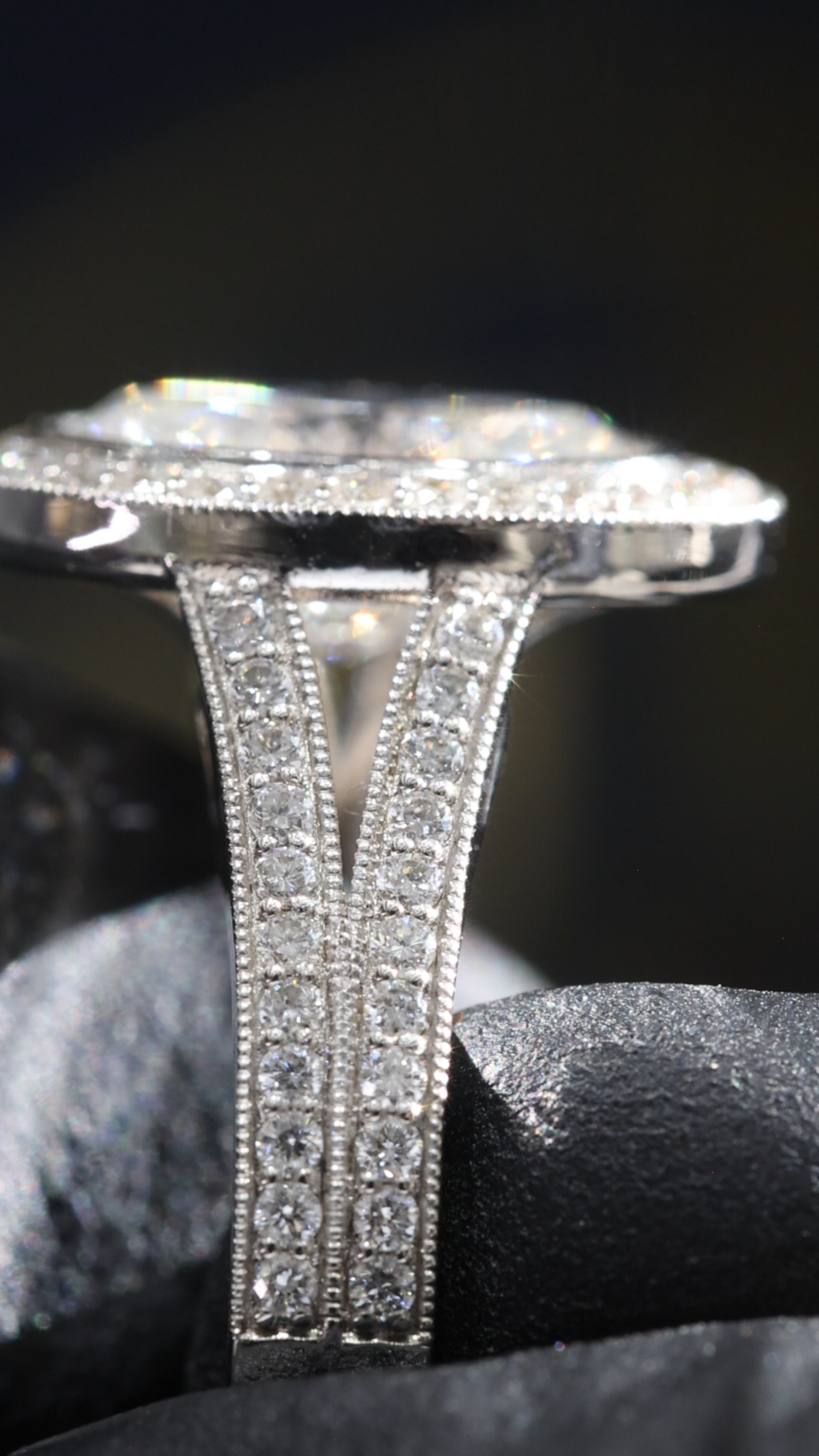 Oval Lab-Grown Diamond Halo Ring in White Gold | Modern Bezel-Inspired Setting