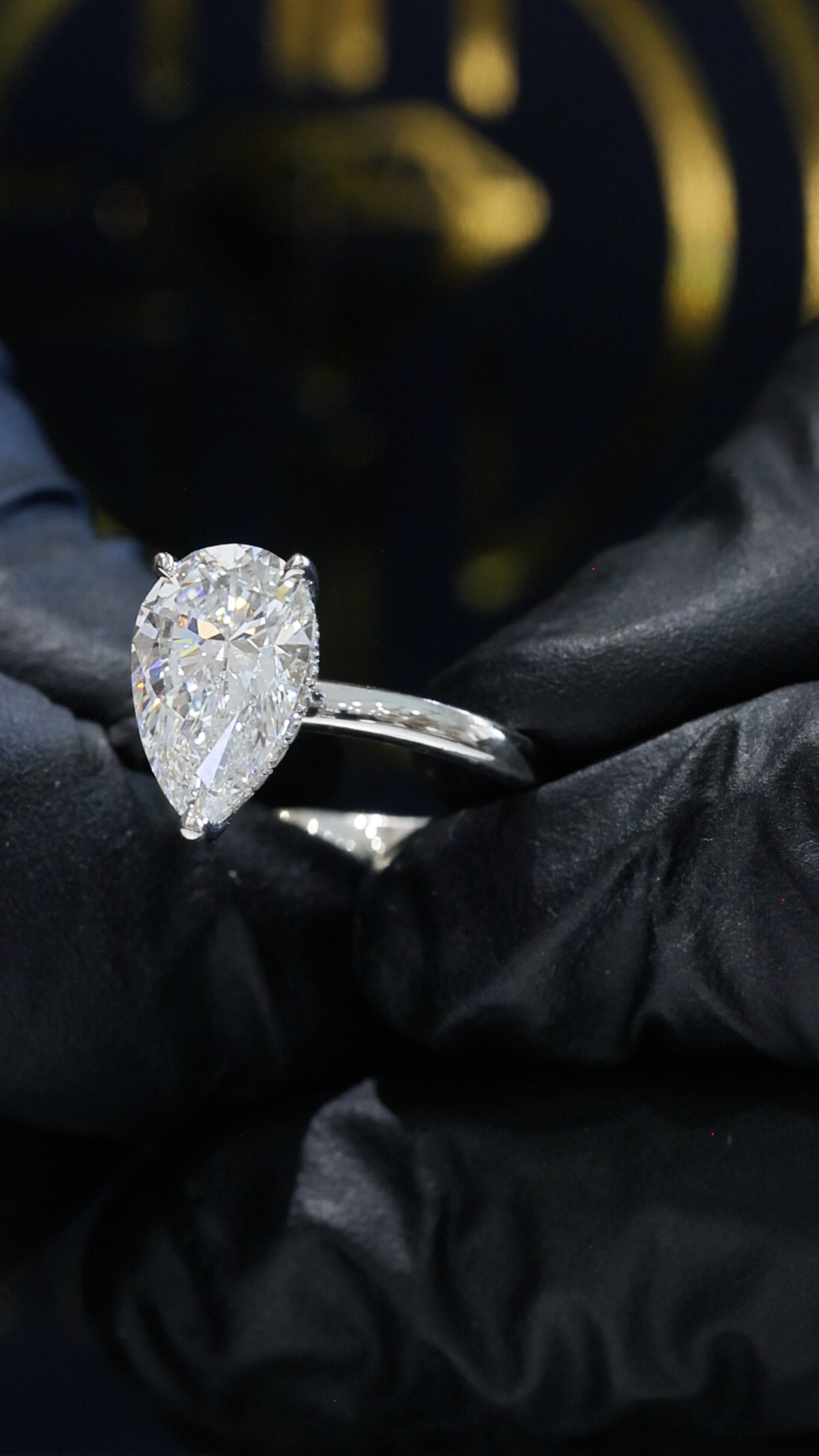 Pear-Shaped Lab-Grown Diamond Solitaire Ring in White Gold | Elegant Prong Setting