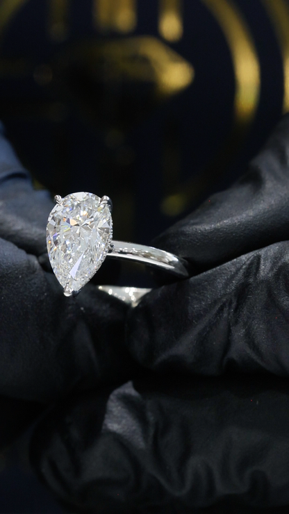 Pear-Shaped Lab-Grown Diamond Solitaire Ring in White Gold | Elegant Prong Setting