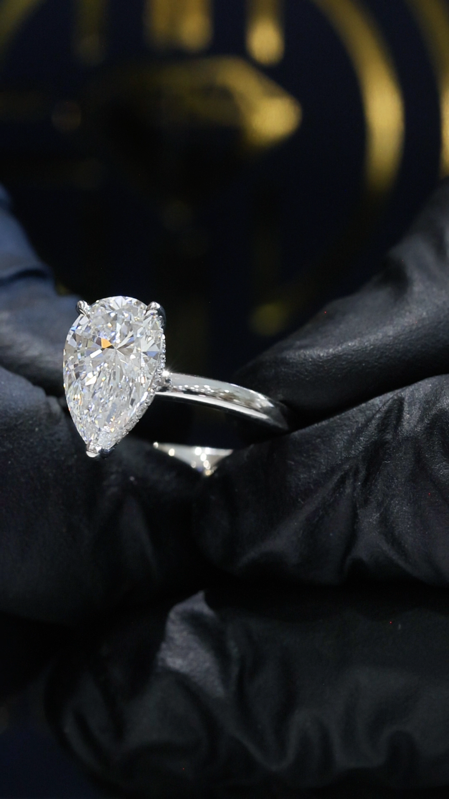 Pear-Shaped Lab-Grown Diamond Solitaire Ring in White Gold | Elegant Prong Setting
