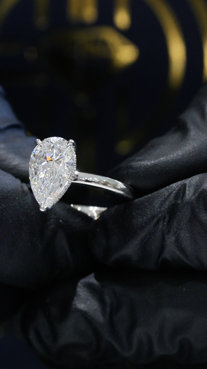 Pear-Shaped Lab-Grown Diamond Solitaire Ring in White Gold | Elegant Prong Setting