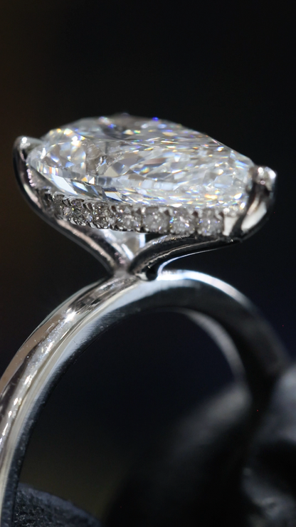 Pear-Shaped Lab-Grown Diamond Solitaire Ring in White Gold | Elegant Prong Setting
