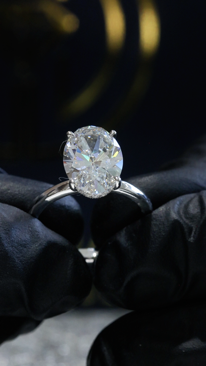 Oval-Cut Lab-Grown Diamond Solitaire Ring in White Gold | Classic Prong Setting