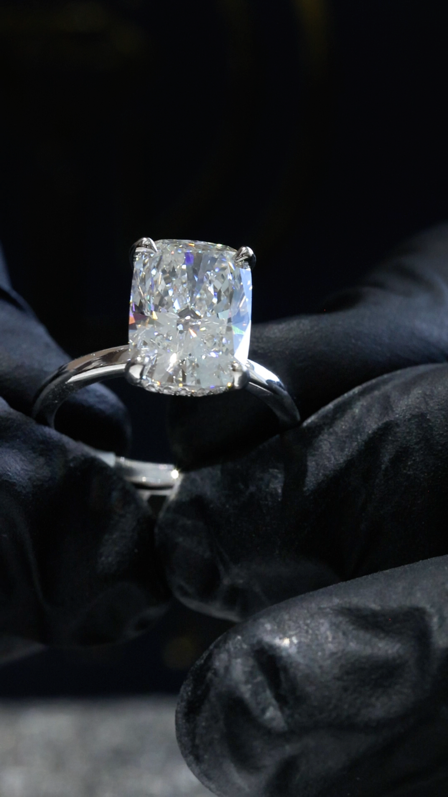 Cushion-Cut Lab-Grown Diamond Solitaire Ring in White Gold | Refined Prong Setting
