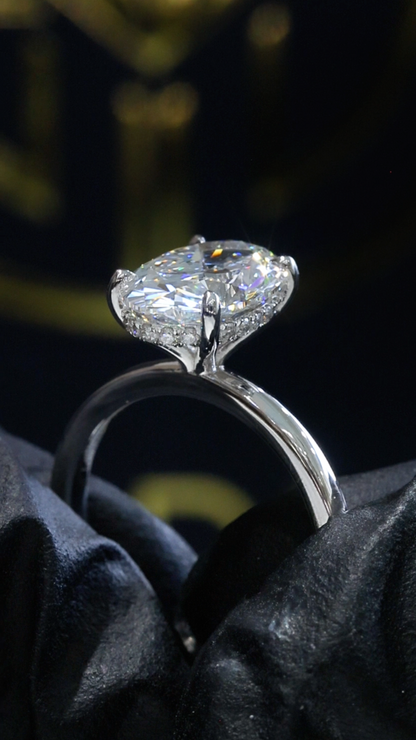 Oval-Cut Lab-Grown Diamond Solitaire Ring in White Gold | Elegant Prong Setting