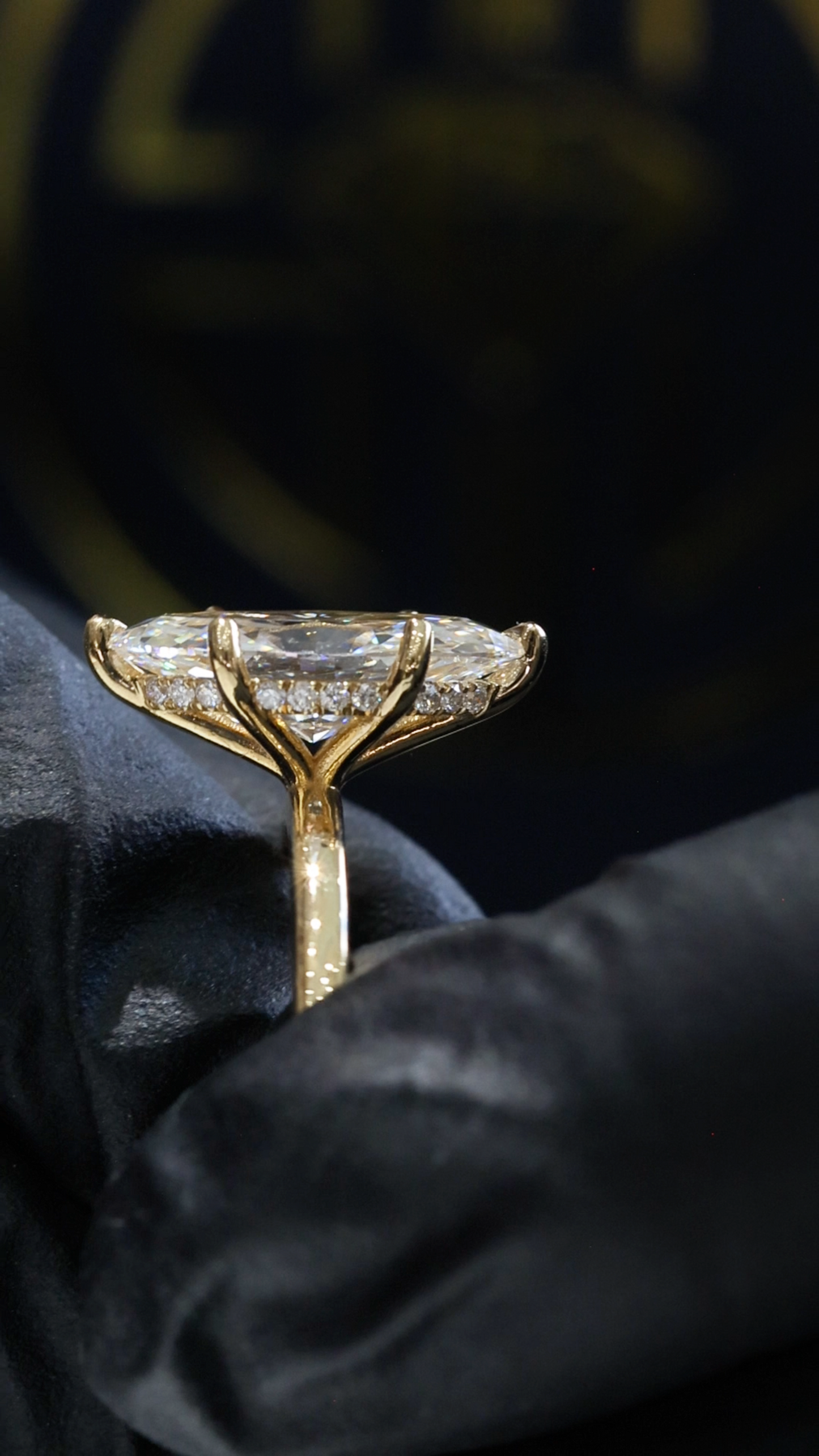 Marquise-Cut Lab-Grown Diamond Solitaire Ring in Yellow Gold | Elegant Prong Setting