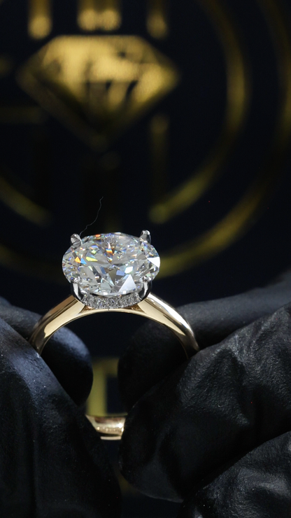 Round Lab-Grown Diamond Solitaire Ring in Yellow Gold | Hidden Halo Prong Setting