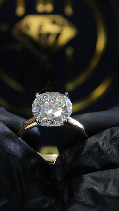Round Lab-Grown Diamond Solitaire Ring in Yellow Gold | Hidden Halo Prong Setting