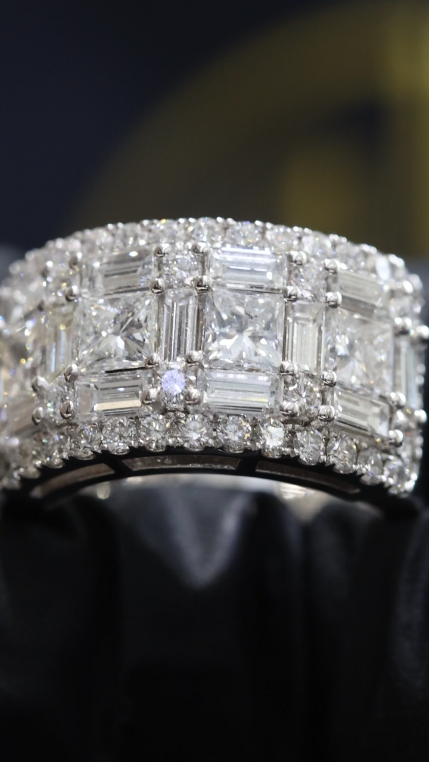 Baguette & Princess Cut Diamond Band in White Gold | 4.40 CTW