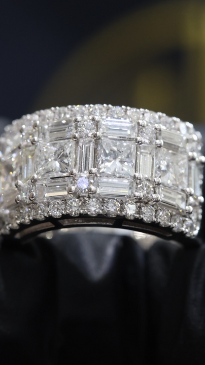 Baguette & Princess Cut Diamond Band in White Gold | 4.40 CTW