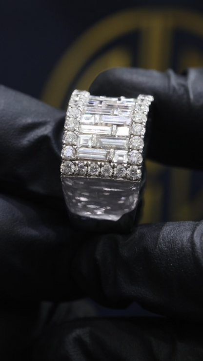 Baguette & Round Diamond Band in White Gold | 3.55 CTW