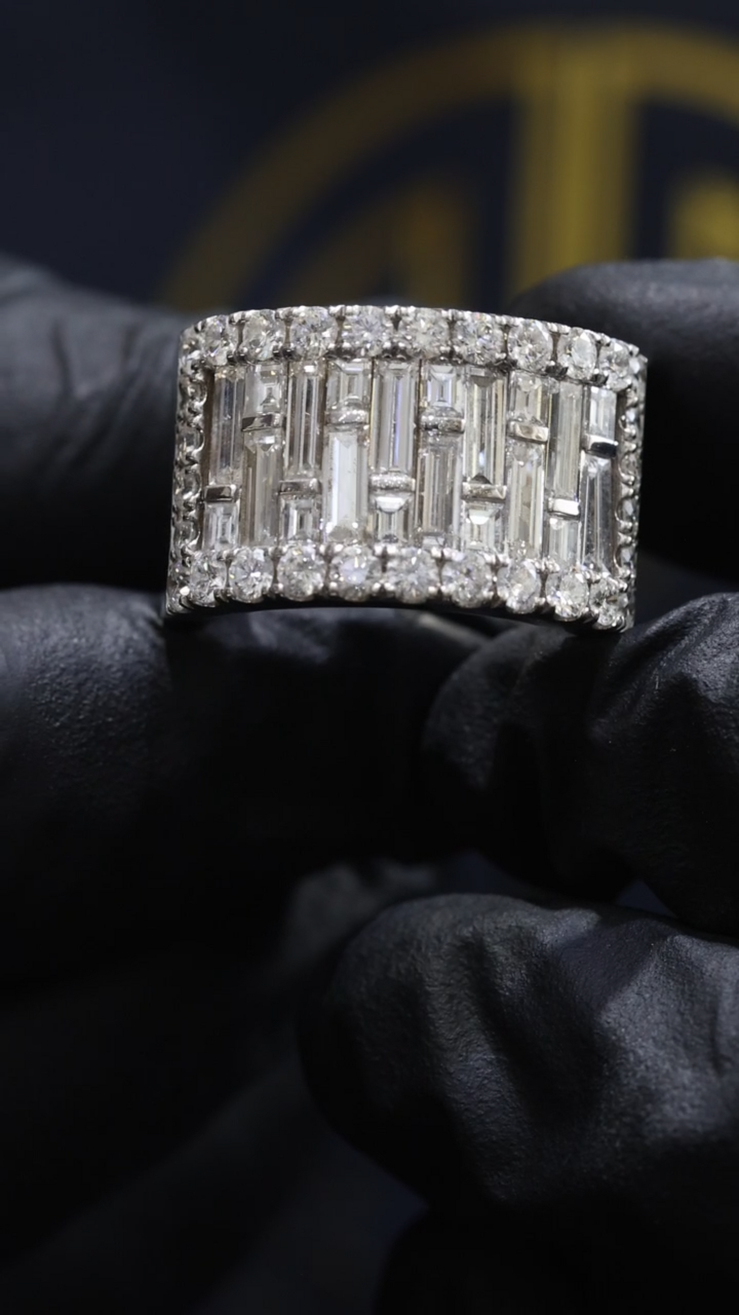 Baguette & Round Diamond Band in White Gold | 3.55 CTW