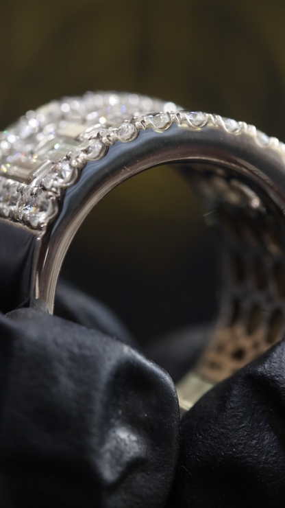 Baguette & Round Diamond Band in White Gold | 3.55 CTW