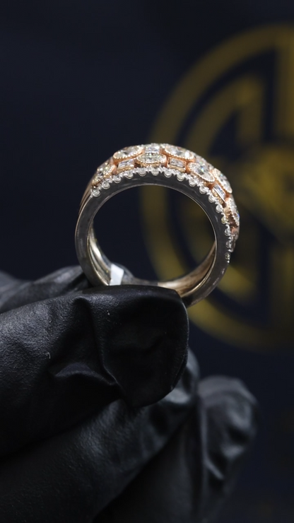 Mixed Round & Baguette Diamond Band in White & Rose Gold | 2.75 CTW