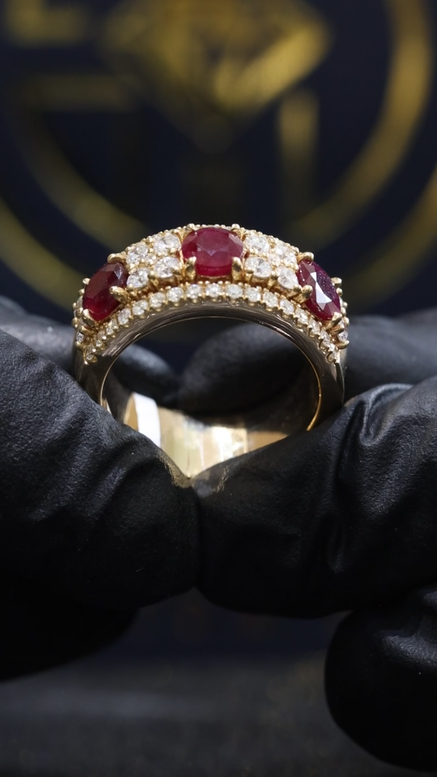 Ruby & Diamond Half Eternity Band in Yellow Gold | 3.85 CTW
