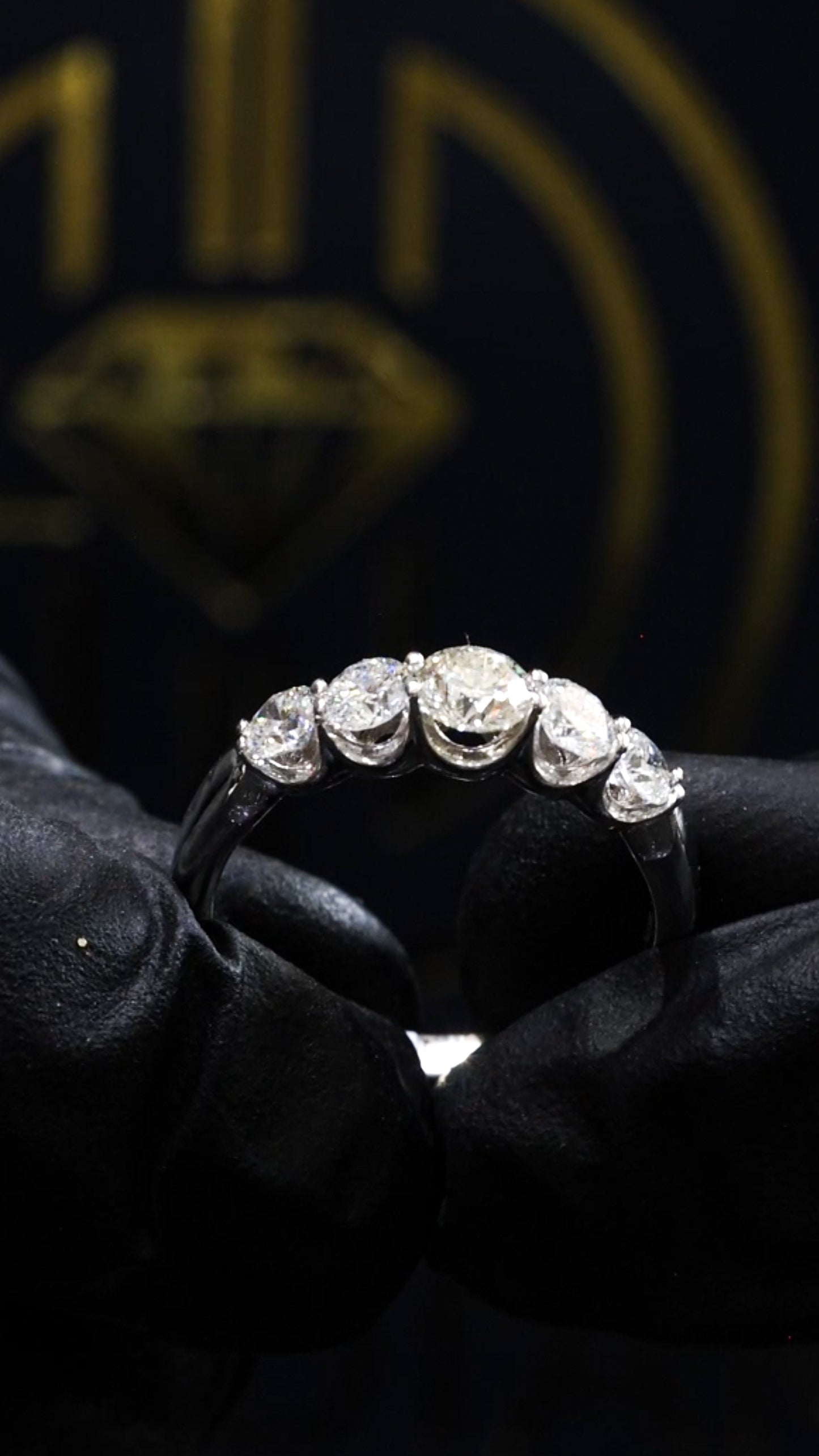 Diamond Half Eternity Band 5 Stones in 14k White Gold | 1.01 CTW