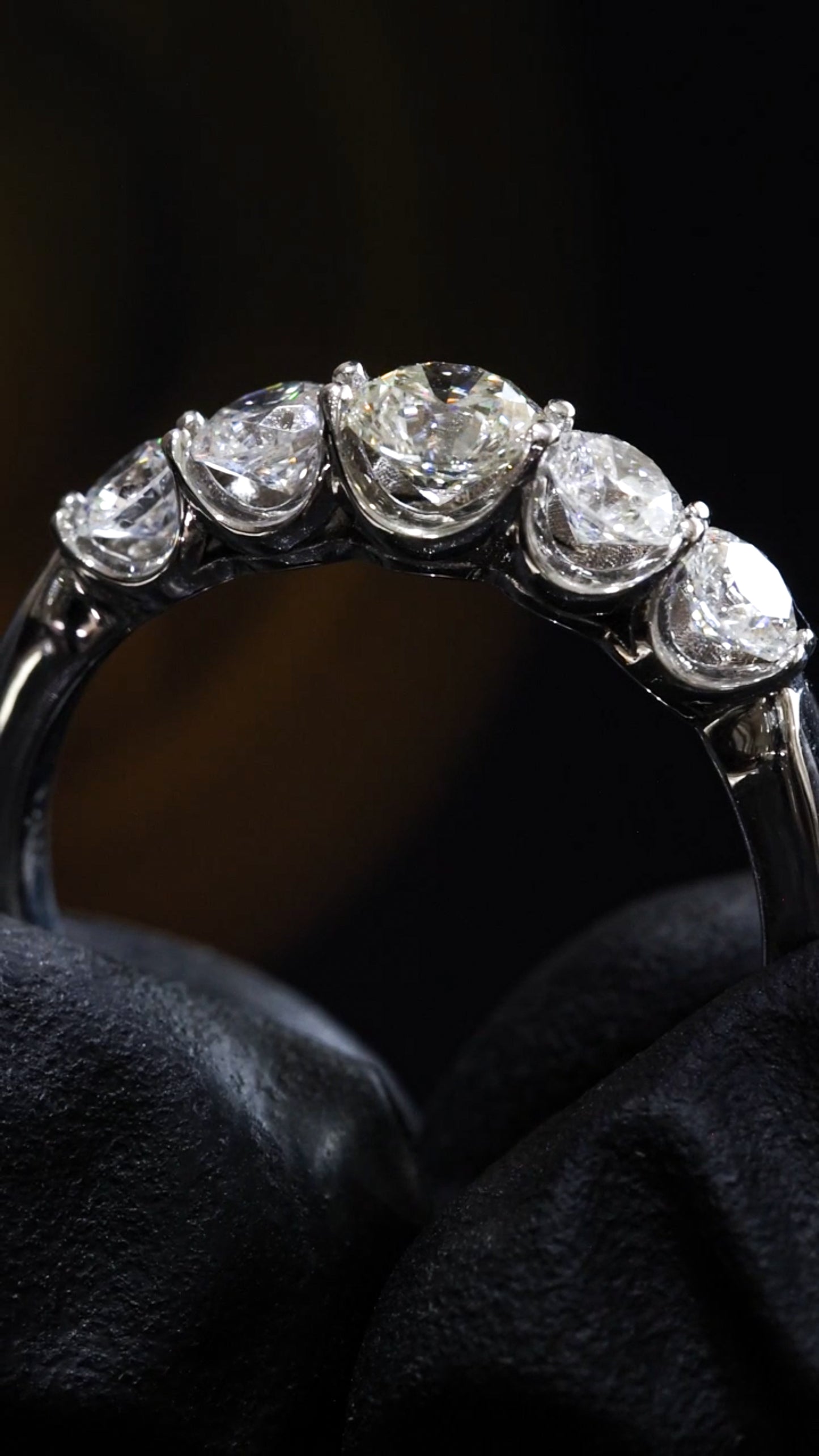 Diamond Half Eternity Band 5 Stones in 14k White Gold | 1.01 CTW