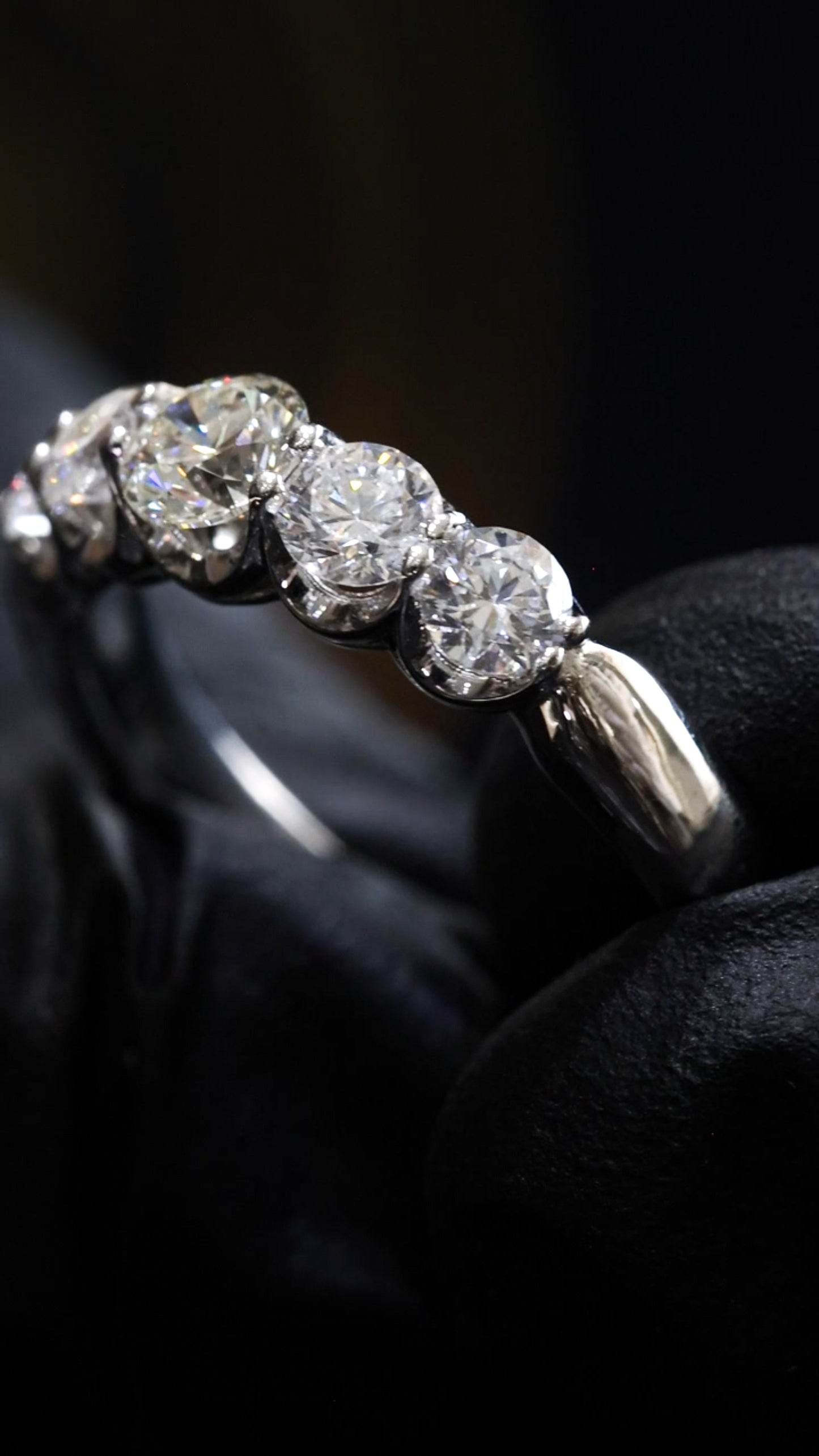 Diamond Half Eternity Band 5 Stones in 14k White Gold | 1.01 CTW