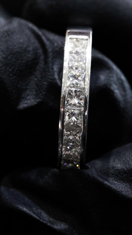 Princess Cut Diamond Half Eternity Band in White Gold | 1.20 CTW