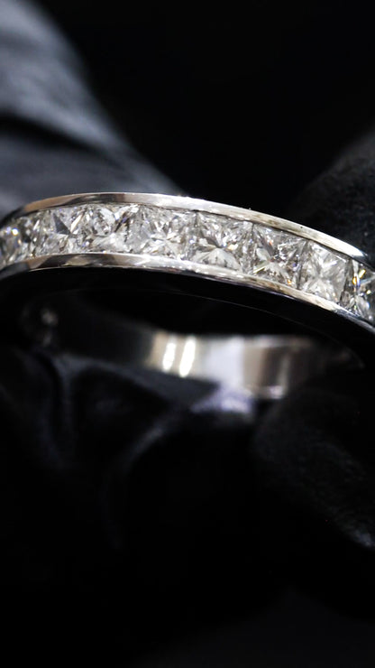 Princess Cut Diamond Half Eternity Band in White Gold | 1.20 CTW