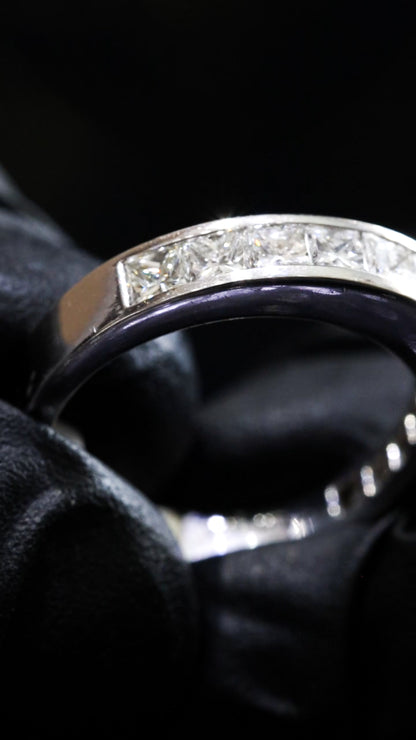 Princess Cut Diamond Half Eternity Band in White Gold | 1.20 CTW