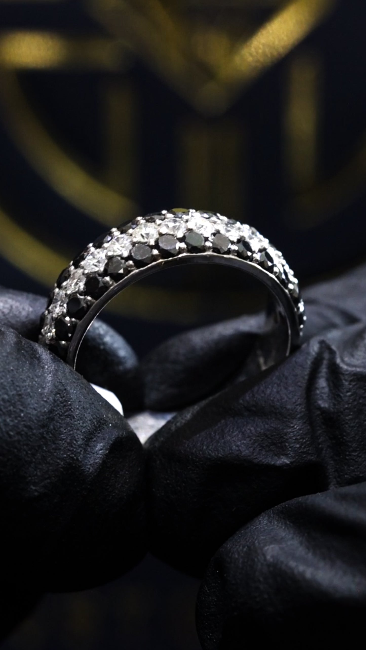 Black & White Diamond Half Eternity Band in 14K White Gold | 1.37 CTW