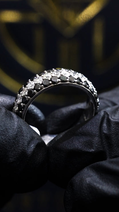 Black & White Diamond Half Eternity Band in 14K White Gold | 1.37 CTW