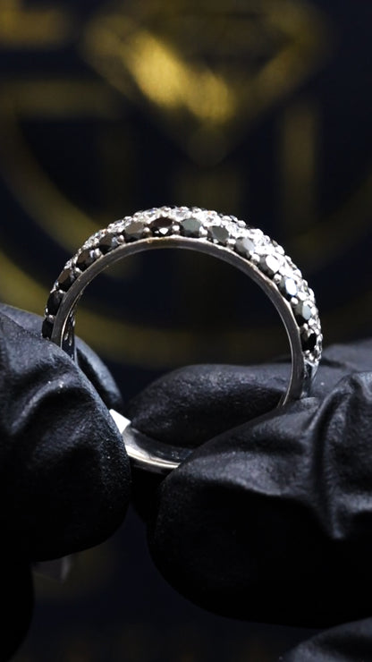 Black & White Diamond Half Eternity Band in 14K White Gold | 1.37 CTW