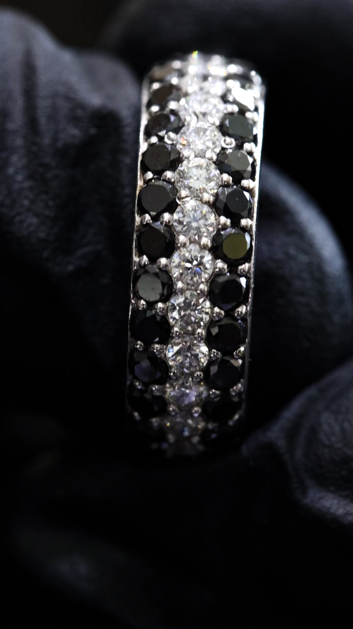 Black & White Diamond Half Eternity Band in 14K White Gold | 1.37 CTW