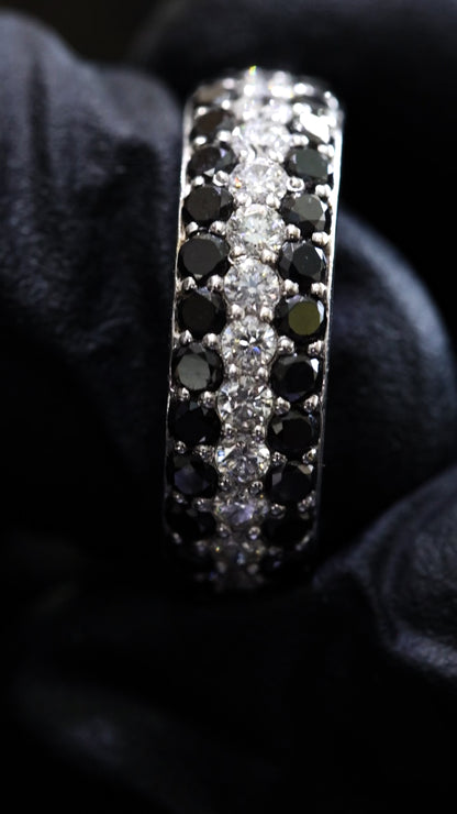 Black & White Diamond Half Eternity Band in 14K White Gold | 1.37 CTW