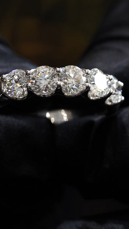 Round Diamond Half Eternity Band in 14K White Gold | 1.50 CTW