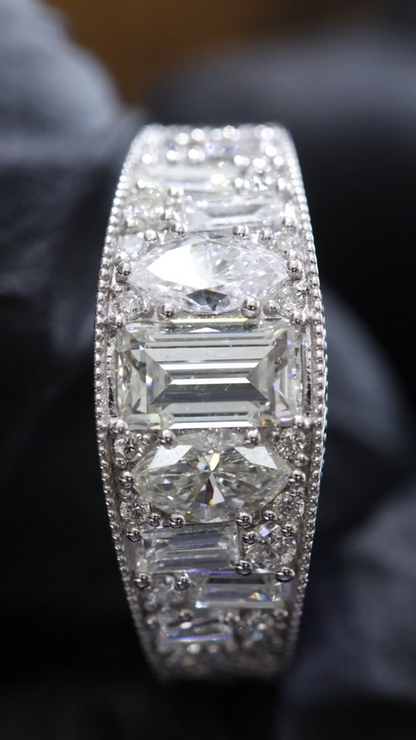 Pavé accents Half Eternity Diamond Band in White Gold | 2.68 CTW
