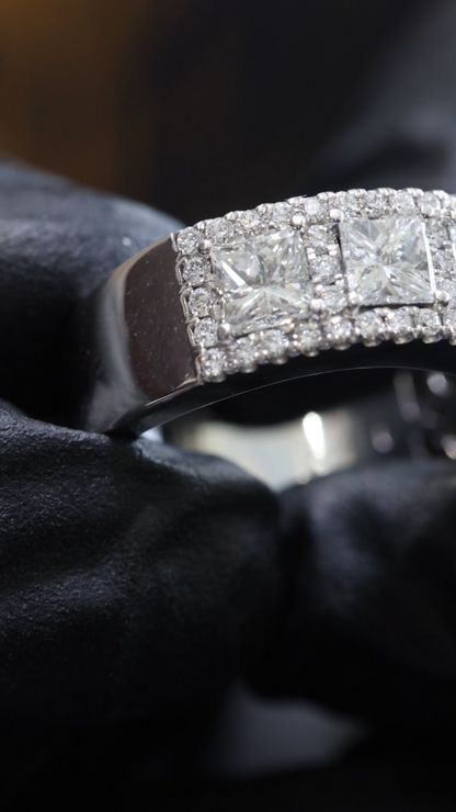 Princess Cut Diamond Half Eternity Band in 14K White Gold | 2.60 CTW
