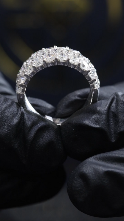 3 Row Diamond Half Eternity Band in White Gold | 3.40 CTW