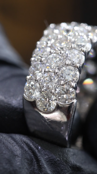 3 Row Diamond Half Eternity Band in White Gold | 3.40 CTW