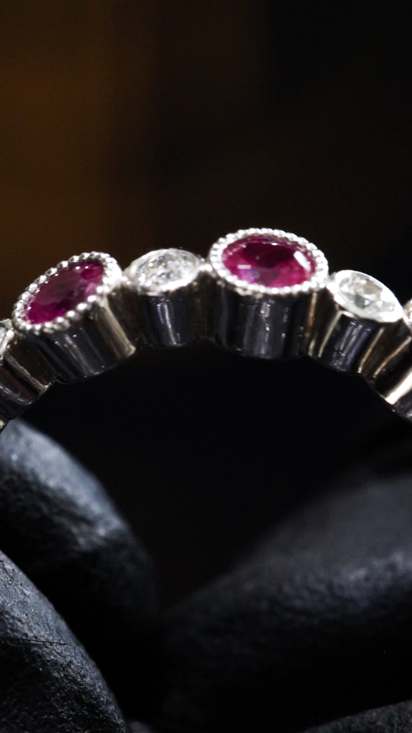 Pink Sapphire & Diamond Half Eternity Band in 14K White Gold | 0.87 CTW