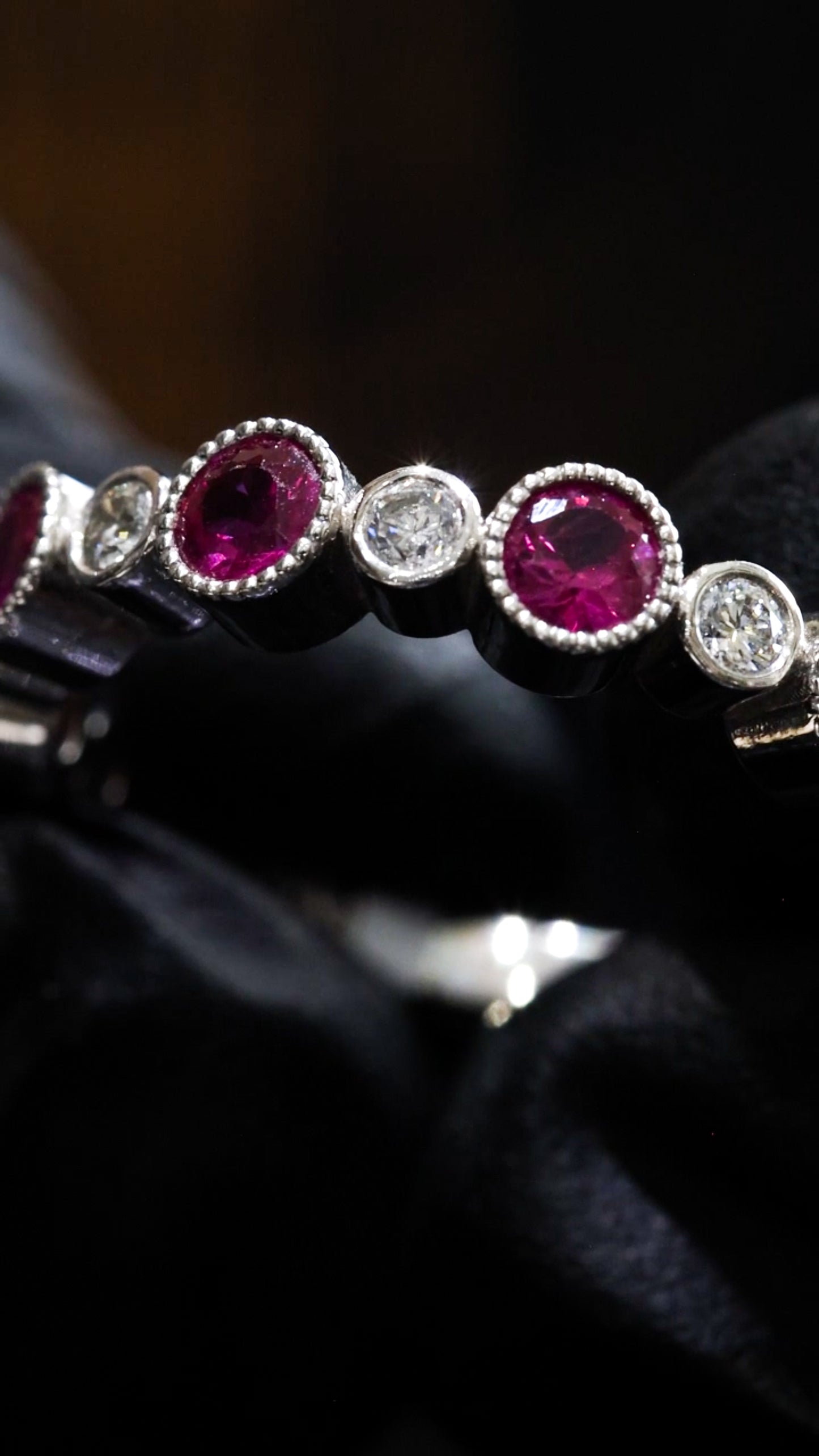 Pink Sapphire & Diamond Half Eternity Band in 14K White Gold | 0.87 CTW