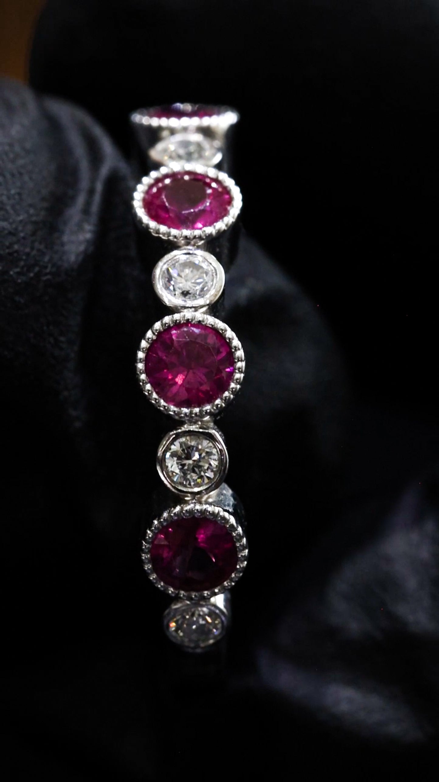 Pink Sapphire & Diamond Half Eternity Band in 14K White Gold | 0.87 CTW