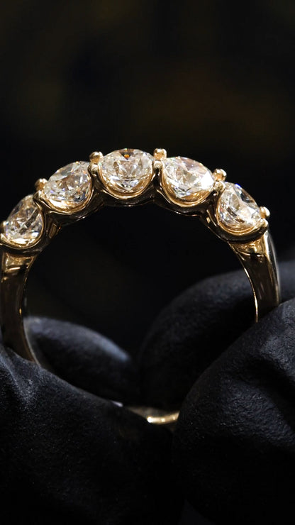 Diamond 5 Stones Half Eternity Band in 14K Yellow Gold | 1.50 CTW