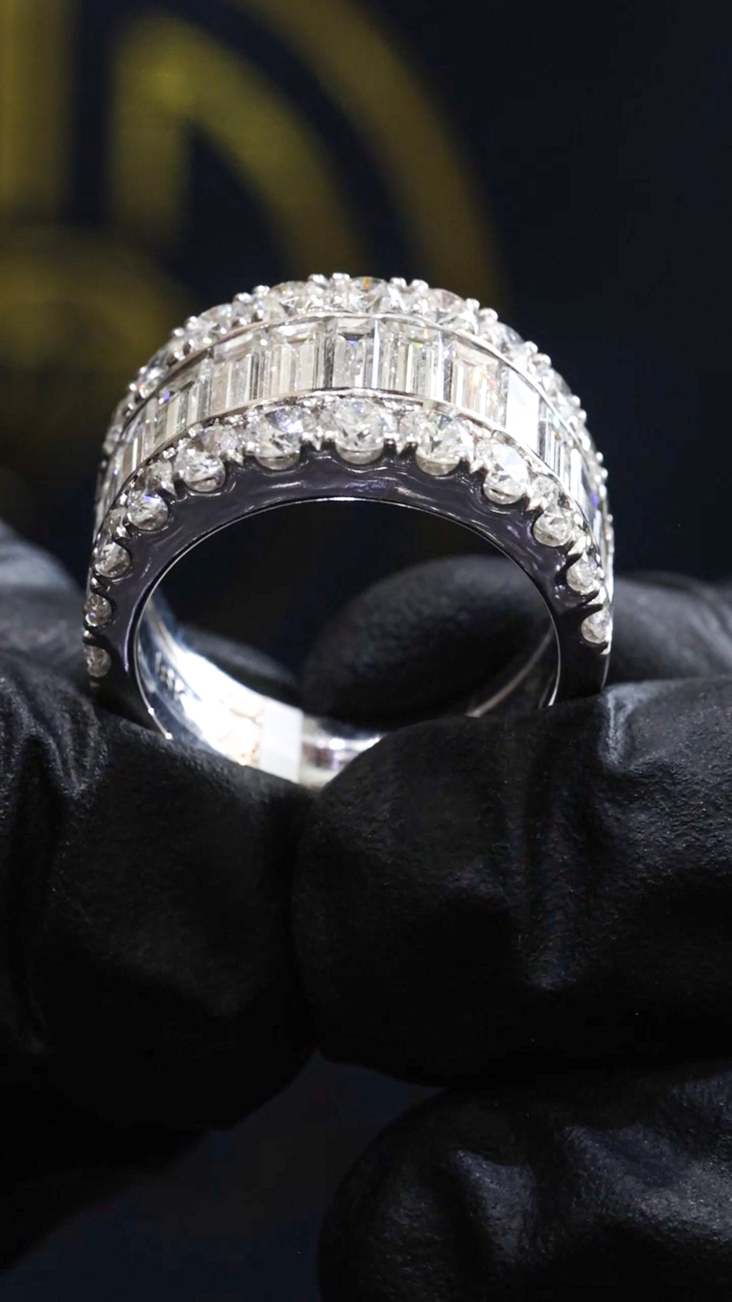 Baguette & Round Diamond Band in 18k White Gold | 6.00 CTW