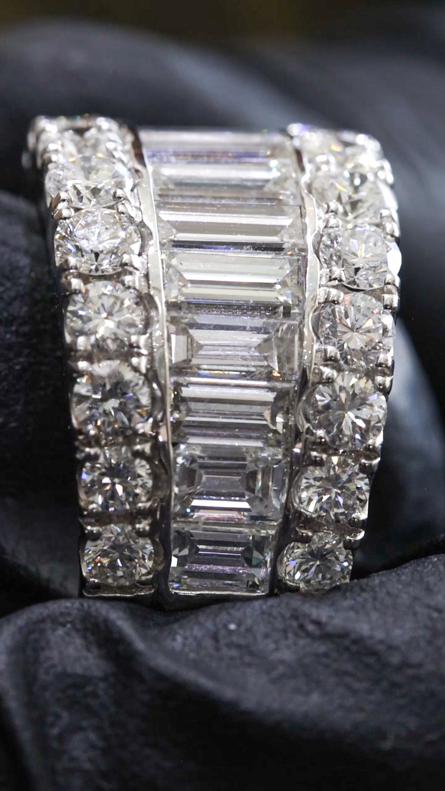 Baguette & Round Diamond Band in 18k White Gold | 6.00 CTW