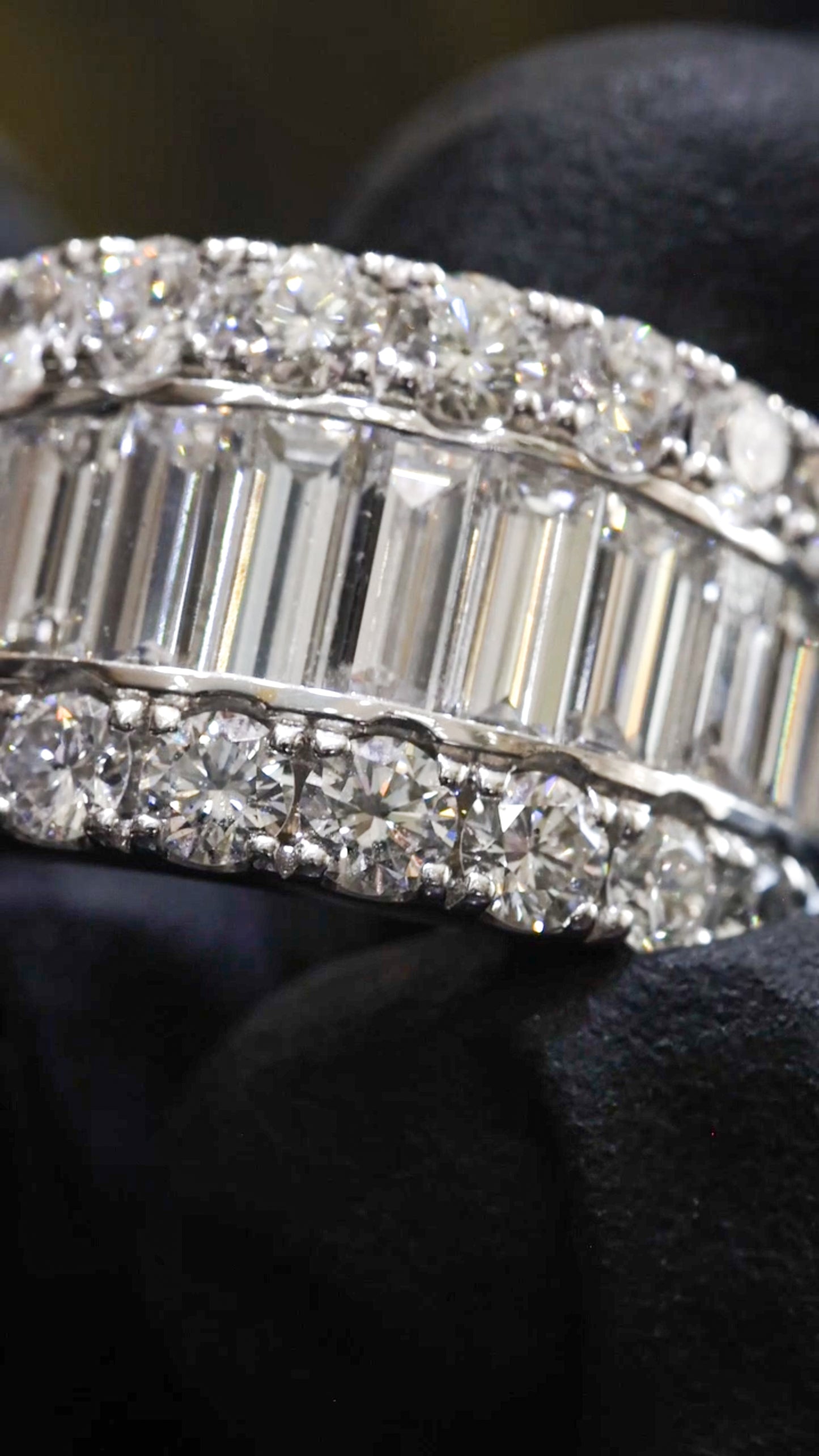 Baguette & Round Diamond Band in 18k White Gold | 6.00 CTW